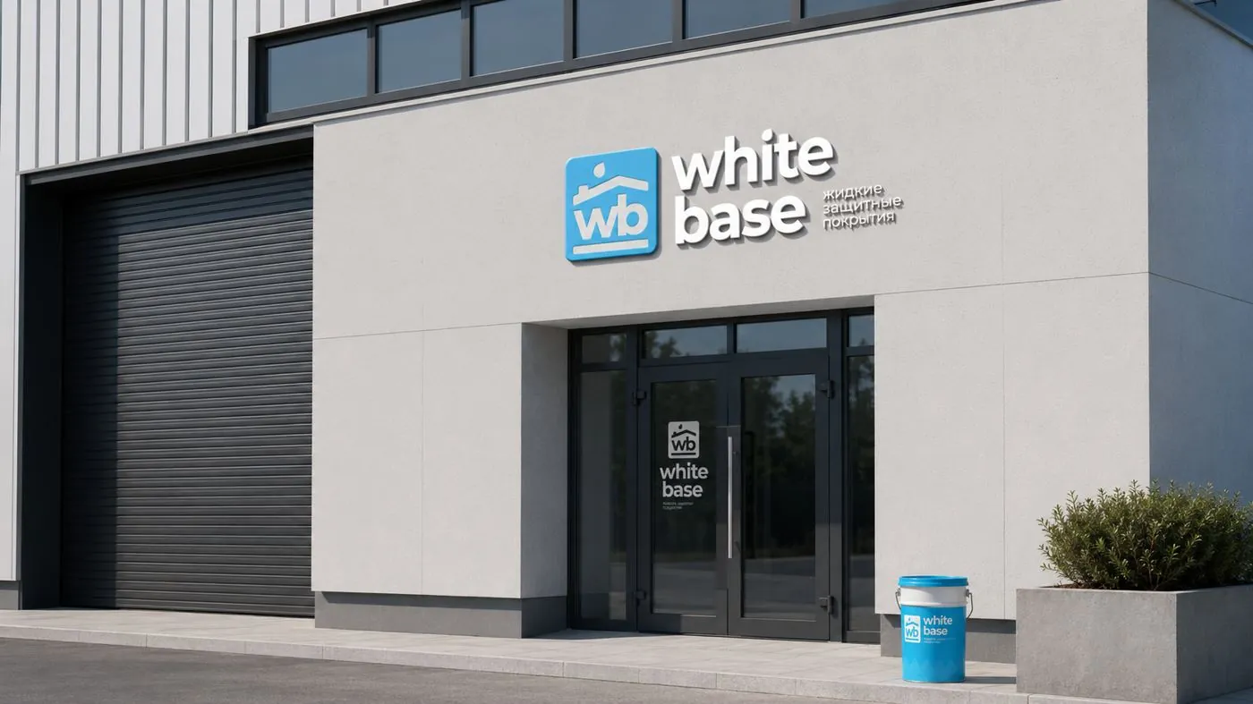 Логотип White Base на фасаде